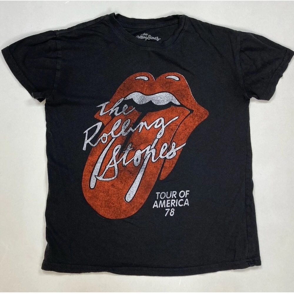 The Rolling Stones Tour of America '78 Black Graphic Short Sleeve T-Shirt